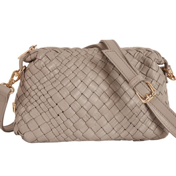 GHIBLI Luxury Gray Hand Woven Leather Crossbody Bag - Picture 1 of 9